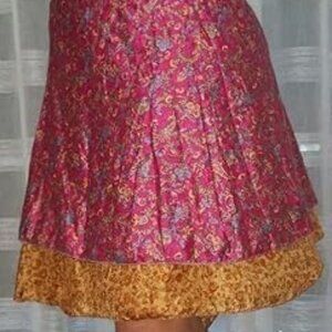 Silk Reversable Skirt (Short Pink/Gold)